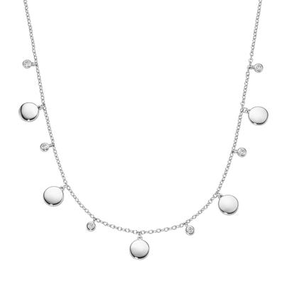 Collier SMART JEWEL "mit runden Plättchen und Zirkonia als Behang, Silber 925", silber, Halsketten, Damen, 45cm, Collier