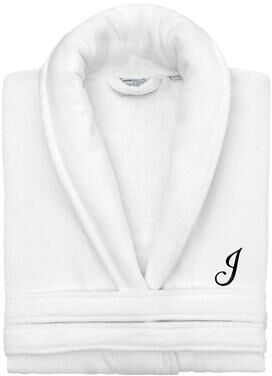Authentic Hotel and Spa 100% Turkish Cotton Personalized Unisex Anovia Velour Bathrobe - Black Script Font