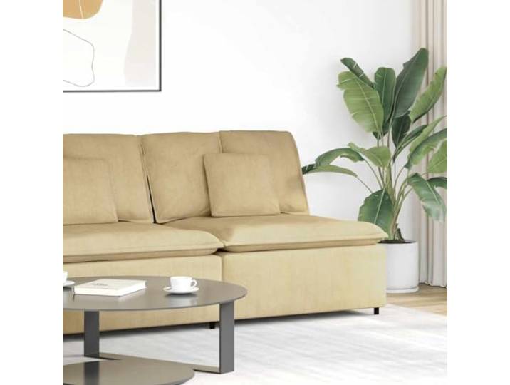 HKQWPBF Modulares Sofa Mittelmodul mit Kissen Graugrün 100 cm Cordstoff, Schaumstofffüllung, Metallrahmen, Textilene-Sitzfläche, modulares System