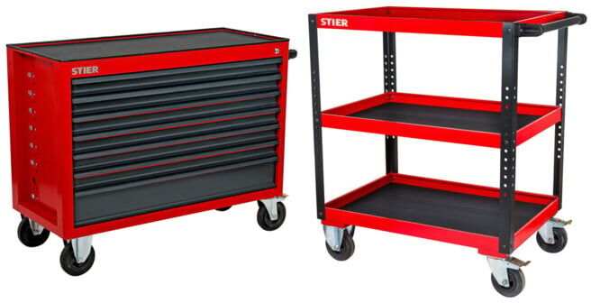 Set STIER Werkstattwagen XXL leer + STIER Servicewagen HxBxT 969x894x543 mm