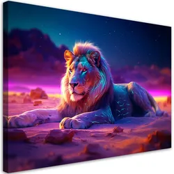 WANDBILD löwe natur tier neon