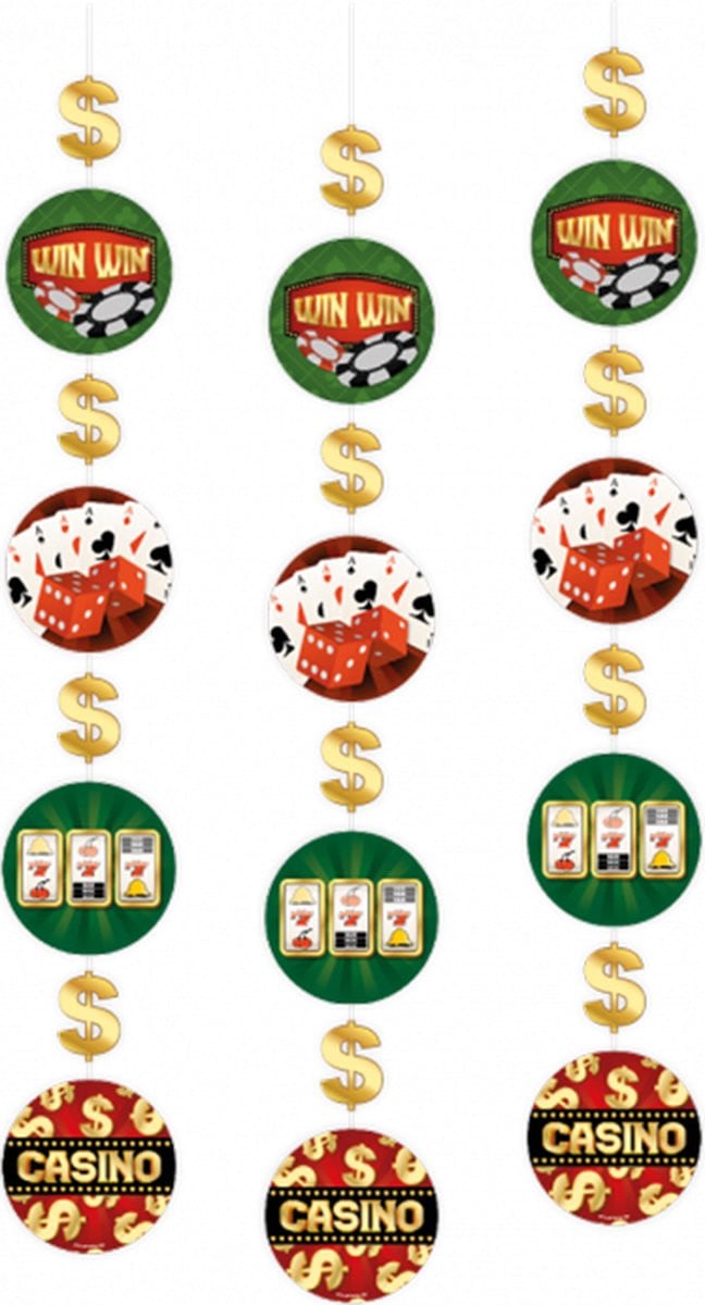 Casino hangdecoratie set van 3 stuks