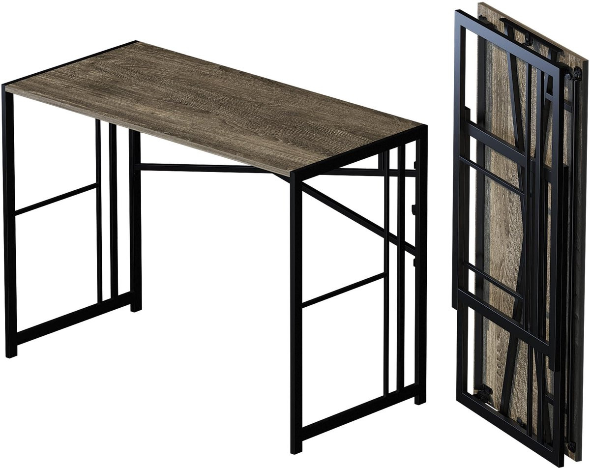 SnelShoppen Inklapbaar Bureau 102 cm - Zwart Eiken - Schrijftafel, Gaming- en Computertafel