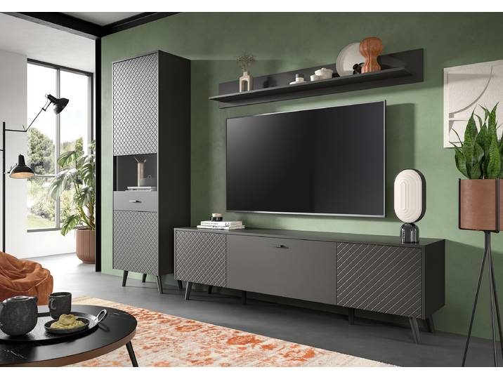 Vitrine 58 x 195 x 37cm Gris