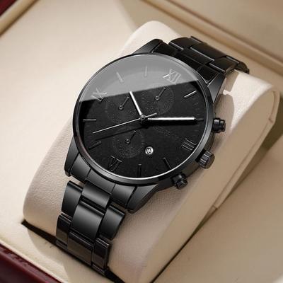 Uplift Essentials Men Business Quartz Watch Roma Dial With Calendar black White