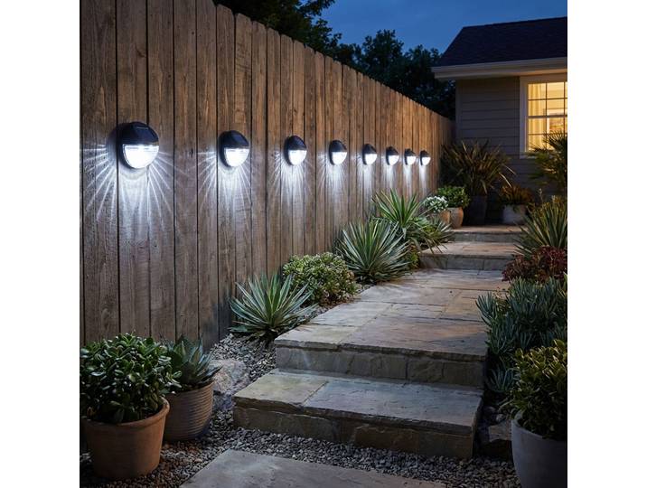 8er-Set Solar LED Wandleuchte & Zaunleuchte