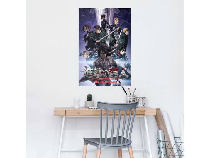Affiche Attack On Titan Saison finale Papier Bleu 61 x 92 x 0cm