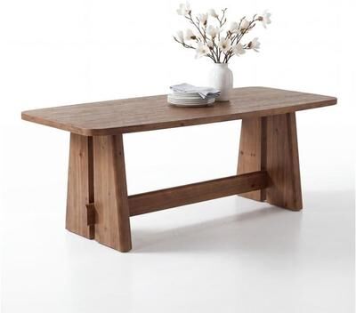 Bluebell 63-Inch Solid Wood Conference Table with Thick Tabletop and Reinforced Legs, Farmhouse Meeting Desk