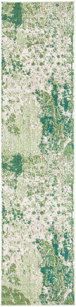 Borough Wharf Madison Abstract Area Rug In Green / Ivory Green/Ivory Runner 66 x 305 cm