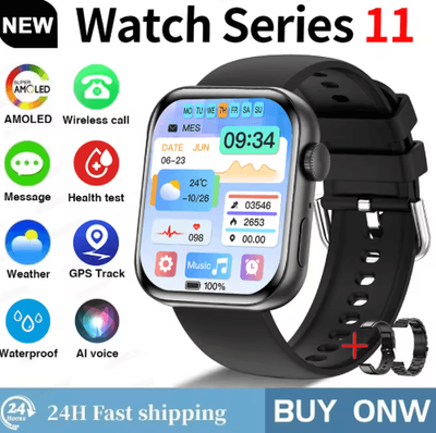 Inspire Picks Global S11 AMOLED GPS Smartwatch Bluetooth Call Waterproof Fitness Watch For IOS & Android black Steel 2a