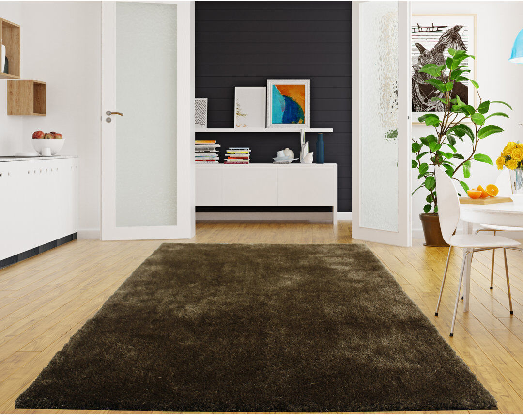 Union Rustic Kristin Rectangle Shaggy Area Rug Dark brown Rectangle 120 x 170cm