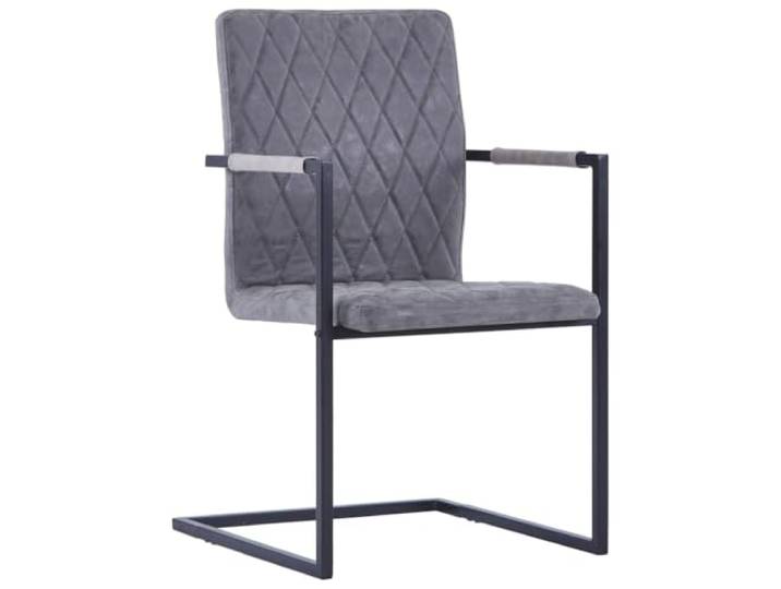 KLGBNCVE Freischwinger 2 STK. Dunkelgrau Kunstleder Stahlrohrkonstruktion, gerippter Sitz, max. 110 kg pro Sitzplatz, modernes Design, Essbereich, Arbeitszimmer