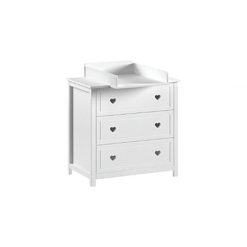 Vipack Amori 2-delige babycommode set met 3 lades en omkleedkussen, wit