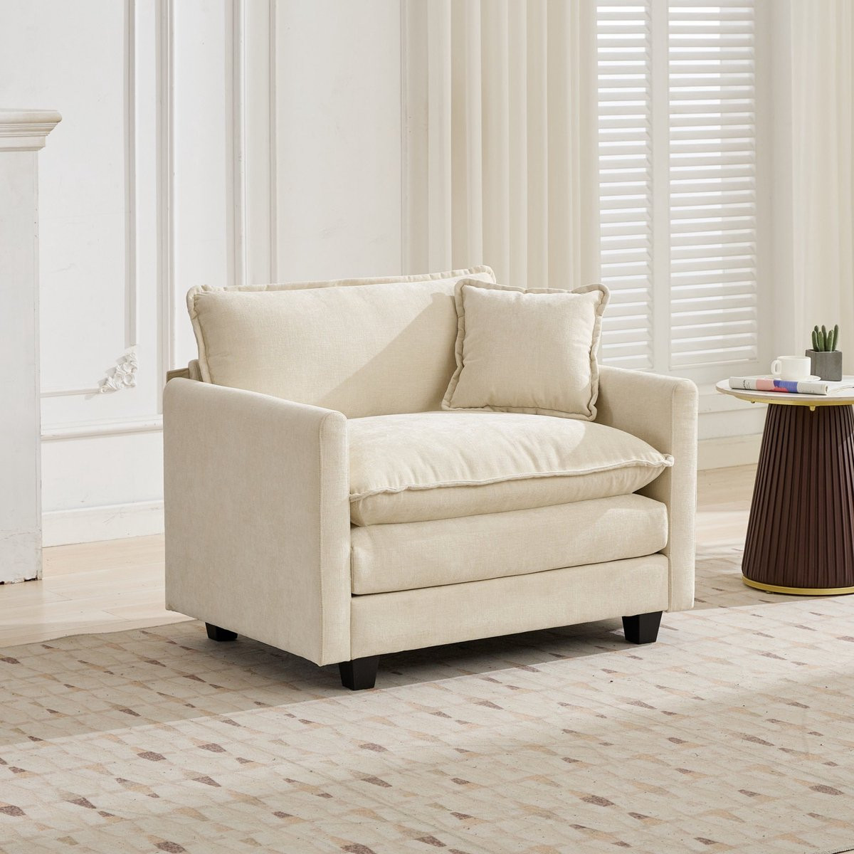 Zubaliya Cloud Sofa - Moderne Sectional Couch met Comfortabele Gestoffeerde Zitting - Beige - B/D/H: 107 x 75 x 84 cm