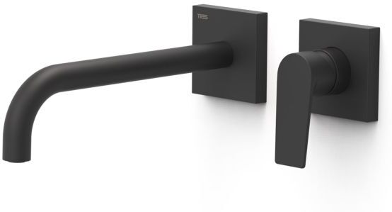 Tres Armaturen Tres Project-tres Fertigset für Waschtisch-Wandarmatur 21130022NM Unterputz, 240mm Auslauf, schwarz matt