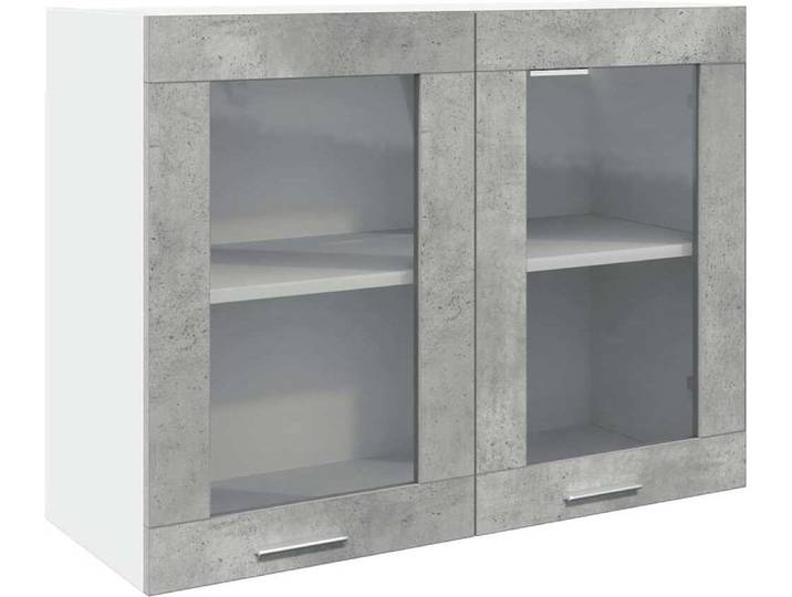 vidaXL Armoire à verres suspendue Lyon gris béton 80x31x60 cm
