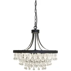 Chic Antique Versailles Kronleuchter mit tropfenformigen Glasprismen, H49, Ø50 cm, ben. 6 Leuchtmittel