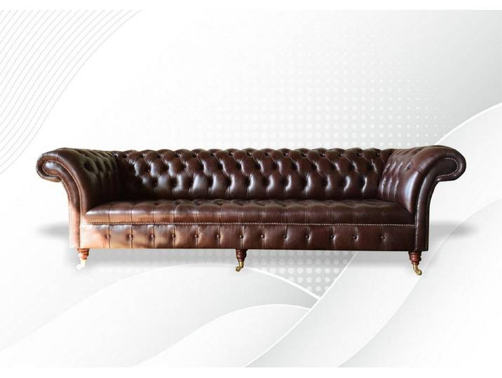 JVmoebel Chesterfield-Sofa Braunes Leder Sofa im Chesterfield-Design für stilvollen Komfort, Packung, Made in Europa