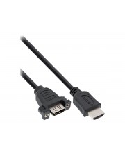 InLine HDMI-Adapter HDMI M gerade bis W schraubbar 60 cm Schwarz 4K Unterstützung (17500B)