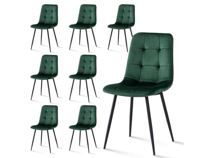 JMGJOY Esszimmerstuhl 8er Set - Samtbezug Polsterstuhl mit dickem Kissen, Milano, Dunkelgrün für Küche, Wohnzimmer & Studium