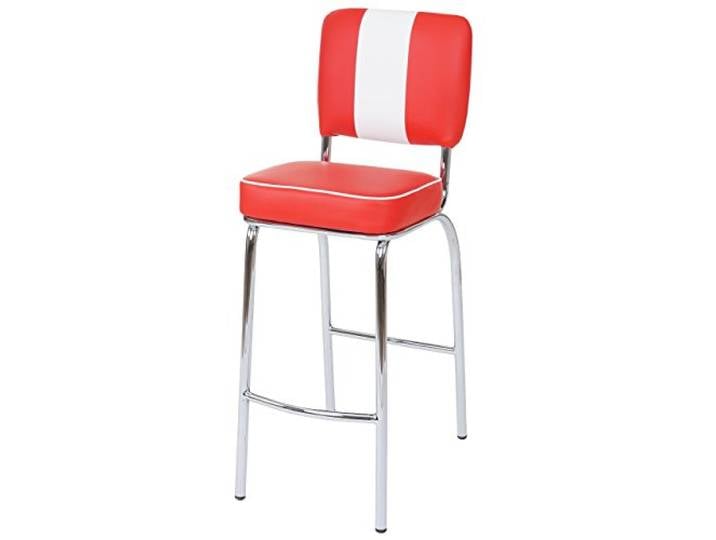 PROREGAL 2er-Set Barhocker Diner Sitzhöhe 70cm Retro 50er Jahre Design Kunstleder Rot-Weiß Barstuhl Tresenhocker