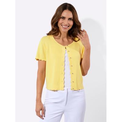 Bolero LADY, Damen, Gr. 38, gelb (zitrone), 55% Baumwolle, 45% Viskose, unifarben, Strickjacken Bolero