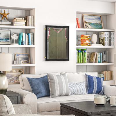 "HOMCOM 24"" x 32"" Jersey Frame Display Case, UV-Resistant Jersey Shadow Box with 2 Keys, Hanger, Cherry Brown"