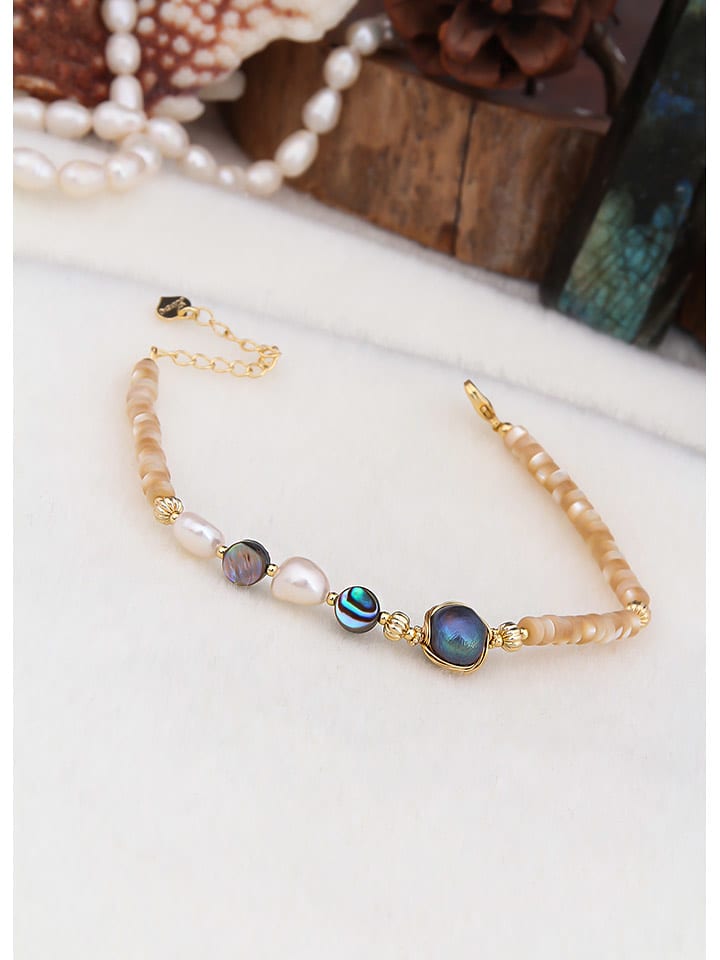 L'Atelier de Gaia Vergold. Armband mit Perlen und Perlmutt - onesize
