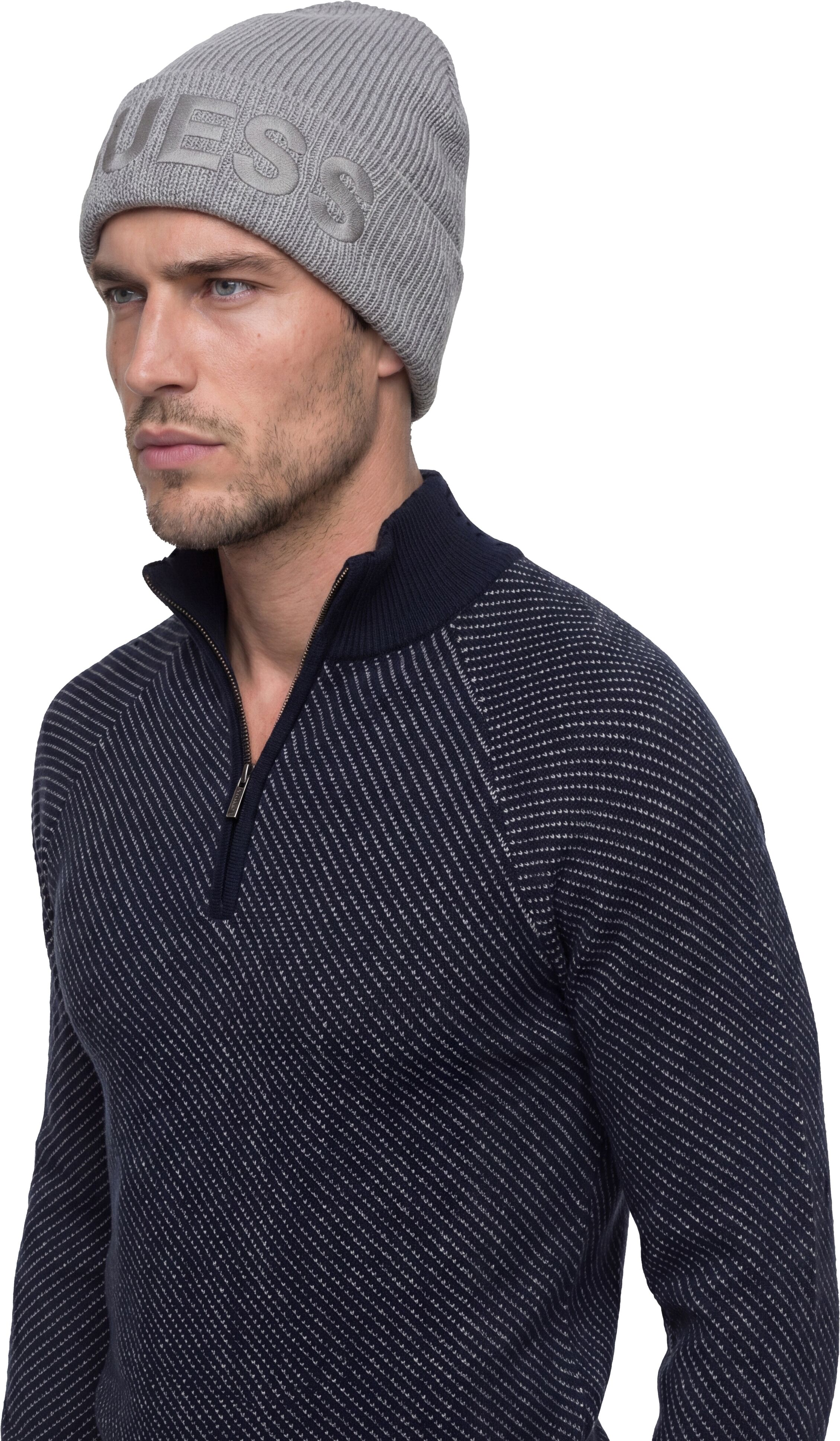 Jacquardpullover GUESS "NICO DIAGONAL STITCH", Herren, Gr. S, blau (diagonal jacquard g7), Jacquard, Obermaterial: 50% Polyamid, 35% Polyacryl, 15% Wolle, gemustert, regular fit normal, hoch geschlossener Ausschnitt, Bündchen, Pullover Jacquardpullover, m