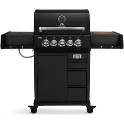 Burnhard EARL Premium-Gasgrill 3-Brenner Black Edition mit Gusseisenrost