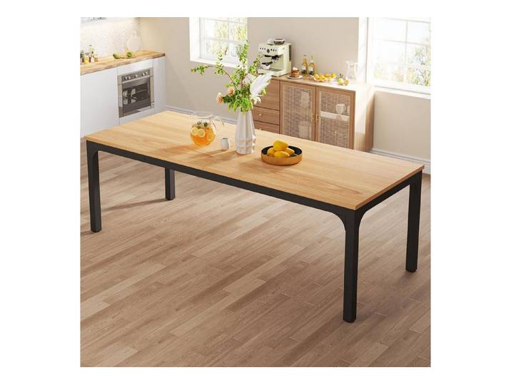 LuxusKollektion Esstisch Esstisch industriell Rechteck 200x70x75 Metallbeine Natürlich (1-St)