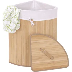 Wäschekorb MCW-C21, Laundry Wäschebox Wäschesammler Wäschebehälter Wäschetonne, Bambus 61x48x35cm 50l ~ naturfarben