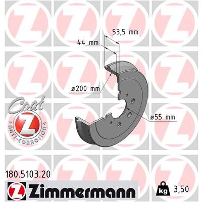 ZIMMERMANN Bremstrommel COAT Z 180510320 Hinterachse für Citroën/Peugeot TOYOTA