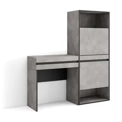 SKRAUT HOME Schuhschrank, Platzsparender Schrank, 130x35x145 cm, Schlafzimmer, Frisiertisch, Modern Style, Zementgrau _ 460_2