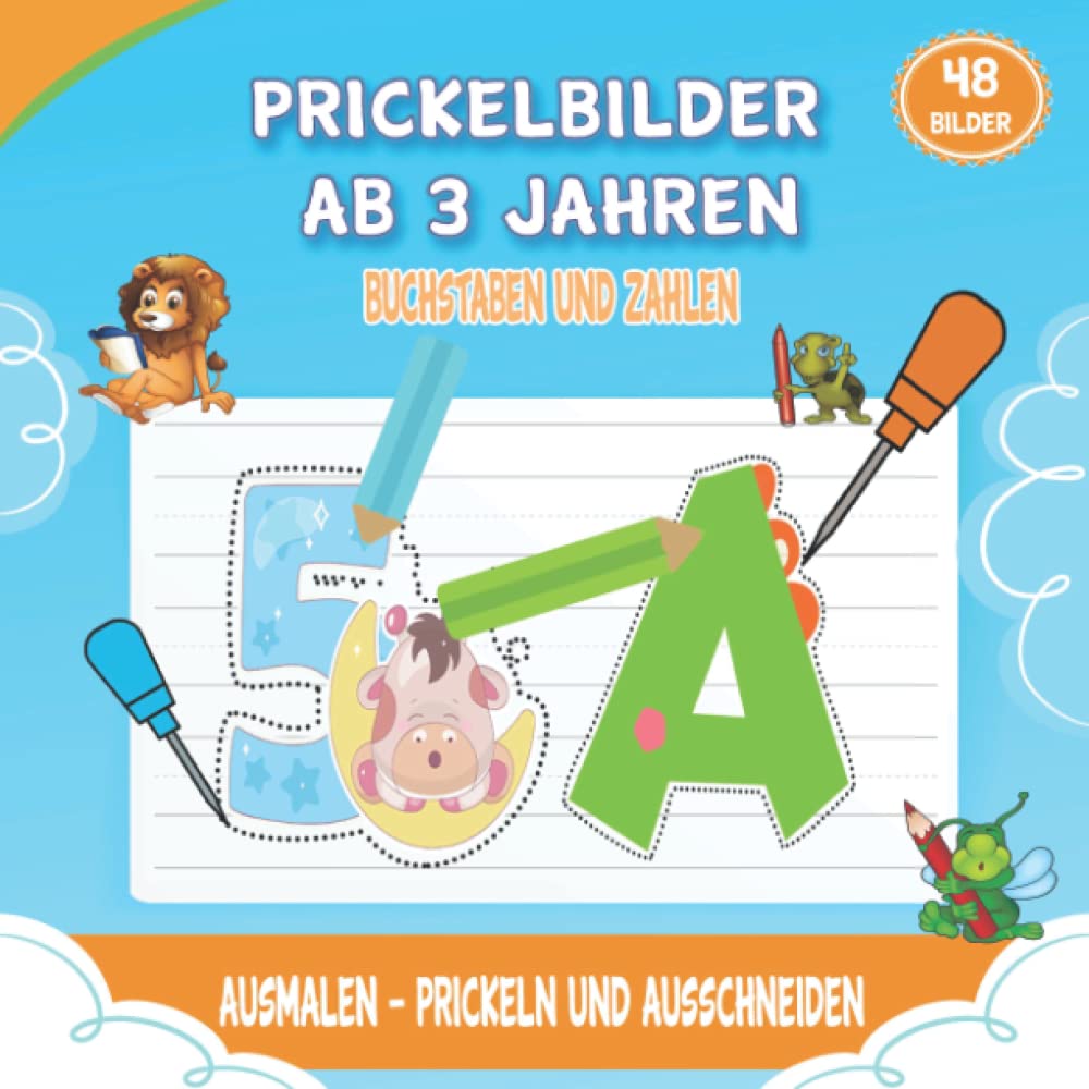 Kleine Igel - Prickelbilder Ab 3 Jahren Buchstaben und Zahlen: 48 Buchstaben, Zahlen und Formen Prickelbilder Bastelbuch Ab 3 jahre - Preis vom 09.10.2026 07:28:09 h