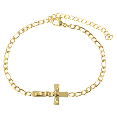 Armband ADELIA´S "Armband – Kreuz aus Edelstahl 21 cm", gold, Armbänder, Damen, 21cm, Edelstahl, Armband, Ein Geschenk, das Freude macht