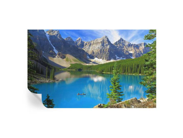 Wallfluent Fototapete 416x254 cm - Bergsee, Blau, 416x254 cm, Tapeten & Wandverkleidungen, Fototapeten