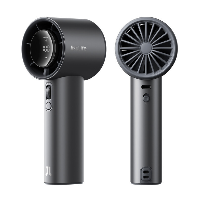 JISULIFE Turbo Handheld Fan Pro1S - Donkerzwart - 5000 mAh batterij met LED-display