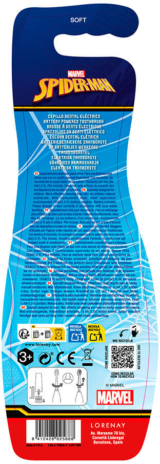 Marvel Spiderman cepillo de dientes eléctrico + cabezal 1 u