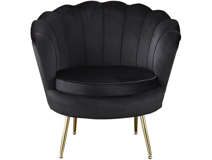 Edler Sessel Ugo Samt, Metall Schwarz, Gold B 76 cm T 76 cm H 78 cm - Sessel