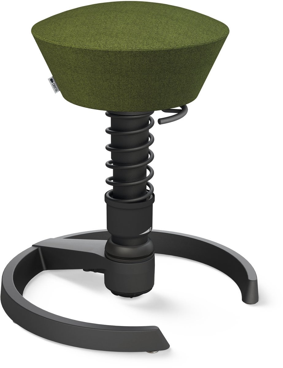 Aeris Swopper actieve bureaustool Gabriel zwart-groene wollen bekleding met zwarte veer