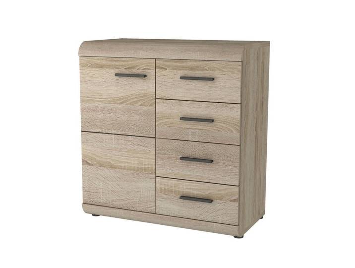 Feldmann-Wohnen Kombikommode Link (1 Tür, 4 Schubladen, 1 St., moderne Holzoptik, abgerundete Blendleisten), 80x42x86,5cm Sonoma Eiche