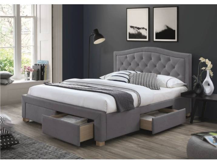 Polsterbett ELECTRA VELVET 160 x 200 cm, grau