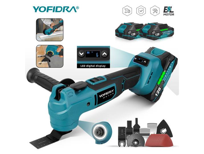 YOFIDRA 1000W oscillant outil multifonction scie électrique tondeuse coupe ponçage bricolage outil électrique pour Makita 18V batterie broche