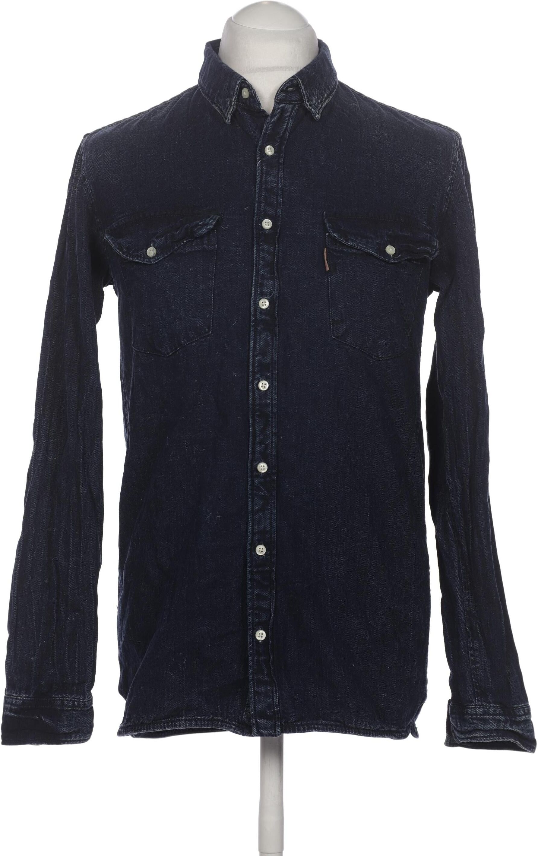 Mango Herren Hemd, Marineblau, Gr. S, Baumwolle - Second Hand