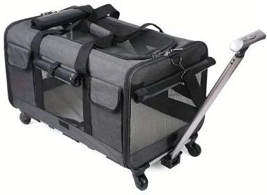 Uplifted Finds Extra Large Portable Pet Trolley Case Detachable Foldable Travel Carrier Bag For Cats And Dogs black