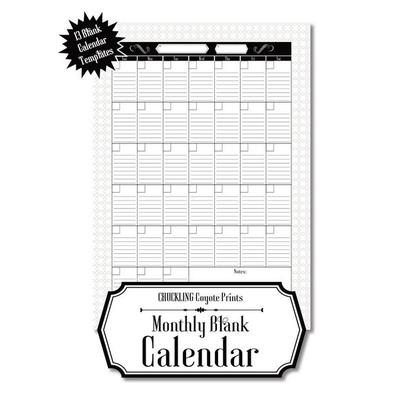 Monthly Blank Calendar, Taschenbuch von Chuckling Coyote Prints, Chuckling Coyote Prints, 978-1-953987-10-5