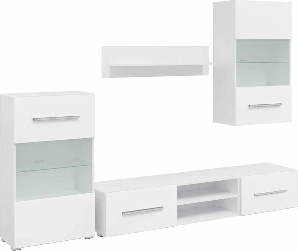 vidaXL Woonkamerwand, 5-delig TV-meubel met LED-verlichting, wit