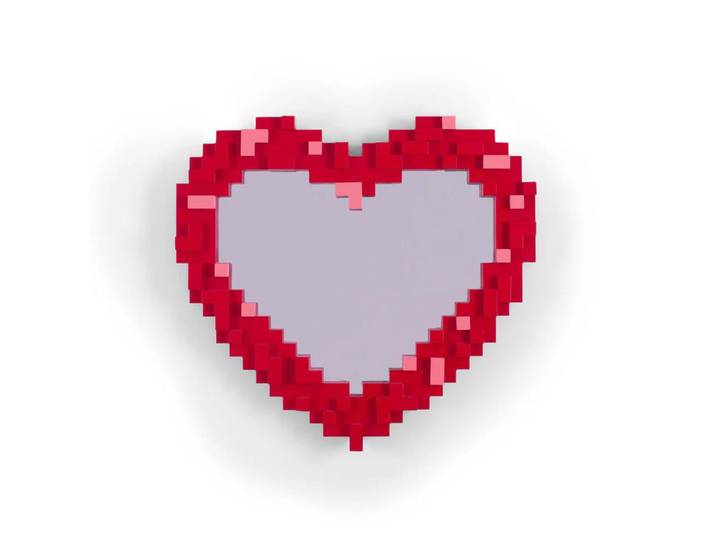 SELETTI miroir murale PIXEL MIRROR (Heart - MDF et verre)
