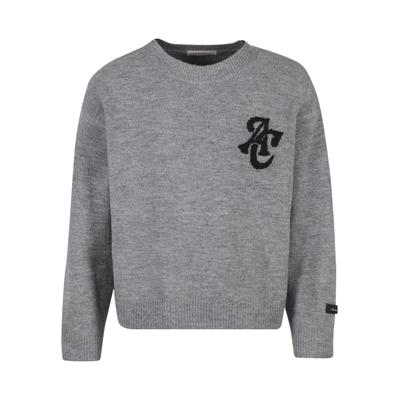 Rundhalspullover ANOTHER COTTON LAB "Another Cotton Lab Another Set Knit Sweater", Damen, Gr. XS, grau, 100% Baumwolle, mehrfarbig, normal, Rundhals, Sweatshirts Rundhalspullover